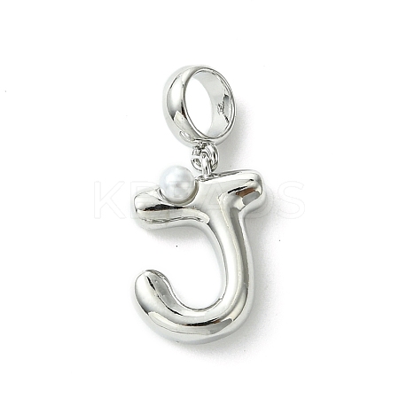 Rack Plating Brass with ABS Plastic Pearl European Dangle Charms KK-G501-02J-P-1