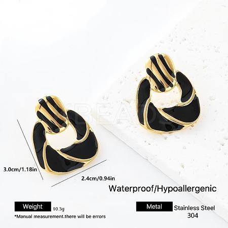 Trapezoid 304 Stainless Steel Enamel Stud Earrings for Women QN1806-3-1