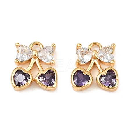 Brass Micro Pave Cubic Zirconia Charms KK-F906-11G-02-1