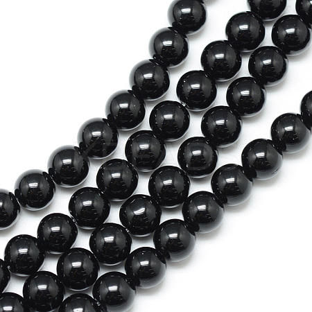 Synthetic Black Stone Bead Strands X-G-R345-4mm-35-1-1