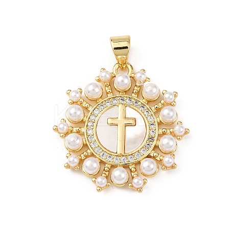 Brass Micro Pave Cubic Zirconia Pendants KK-K408-14G-1