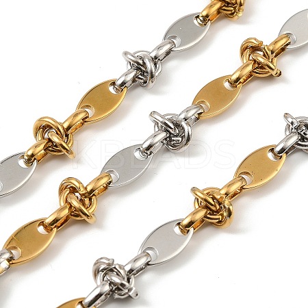 304 Stainless Steel Two Tone Oval with knot Link Chains CHS-F022-03GP-1