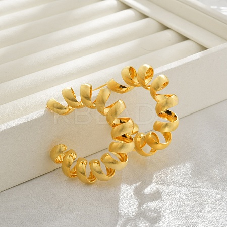 Brass Spiral Laid Stud Earrings for Women EJEW-A121-21G-1