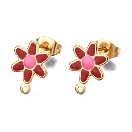 304 Stainless Steel Enamel Stud Earring Findings STAS-T052-43G-05-1