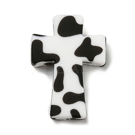 Cross with Cow Silicone Focal Beads SIL-G006-02D-1