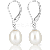 925 Sterling Silver Natural Pearl Leverback Earrings EJEW-BBC0001-81-1