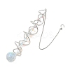 Iron Spiral & Glass Octagon & Teardrop Hanging Suncatchers HJEW-F025-01G-02-2