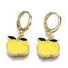 Brass Enamel Huggie Hoop Earrings EJEW-T014-21G-02-NF-1
