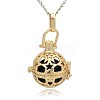 Golden Tone Brass Hollow Round Cage Pendants KK-J226-03G-1