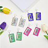 4 Pairs 4 Colors Acrylic Audio Tape Shape Dangle Earrings with 304 Stainless Steel Pins for Women EJEW-FI0003-26-5