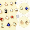 24Pcs 6 Styles Alloy Glass Pendants FIND-FS0003-20-3