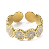 Flower 304 Stainless Steel Enamel Open Cuff Rings for Women RJEW-F166-31G-02-2