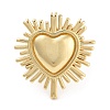Brass Heart Open Cuff Ring for Women RJEW-C102-23G-2