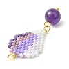 304 Stainless Steel & Glass Cylinder Seed Beads & Glass Pendnats PALLOY-MZ01446-01-2