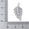 Rack Plating Brass Micro Pave Clear Cubic Zirconia Hollow Leaf Connector Charms KK-A234-055P-3