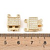 Brass Micro Pave Clear Cubic Zirconia Box Clasps KK-L255-02G-02-3