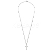 Brass Micro Pave Clear Zirconia Cross Pendant Necklaces NJEW-M211-05C-P-5