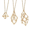 3Pcs 3 Styles 304 Stainless Steel Cuboid Link Chain Macrame Pouch Empty Stone Holder Necklace Making NJEW-JN05198-2