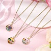 3Pcs 3 Styles Flower Alloy Enamel Pendant 304 Stainless Steel Cable Chain Necklaces for Women NJEW-JN05551-2