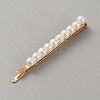 Alloy & Imitation Pearl Beaded Hair Barrrttes OHAR-WH0021-58G-1