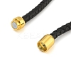 Black Braided Leather Cord Bracelet Making MAK-F037-01G-3