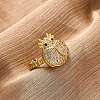 Brass Micro Pave Cubic Zirconia Adjustable Open Cuff Rings for Women RJEW-A072-01A-G-1