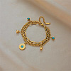 304 Stainless Steel Synthetic Turquoise Beads Double Layers Bracelets FS-WGDB07B-01-2