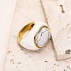 Oval 304 Stainless Steel with Natural Howlite Finger Rings FS-WGC5475-11-2