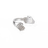 Non-Tarnish 304 Stainless Steel Double Hand Hug Open Cuff Ring for Women RJEW-S405-199P-1