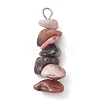 Gradient Color Natural Rose Quartz & Natural Rhodonite & Natural Pink Opal Chip Beaded Pendants PALLOY-JF02791-04-3