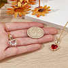 2Pcs Heart Brass Cubic Zirconia Charms Ceiling Fan Pull Chain Extenders PALLOY-LP00057-1