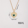 Vintage Heart-shaped Brass Micro Pave Green Cubic Zirconia Pendant Necklaces FH1361-4-1