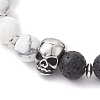 Halloween Natural Howlite and Lava Rock Beaded Stretch Bracelets BJEW-TA00473-3