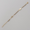 304 Stainless Steel Jesus & Cross Link Bracelet with 201 Stainless Steel Beaded Chains BJEW-WH0012-20D-1