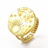 Ion Plating(IP) 304 Stainless Steel Sun & Moon Planet Open Cuff Ring for Women RJEW-B027-20G-1