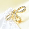 Brass Micro Pave Clear Cubic Zirconia Open Cuff Rings RJEW-F179-02G-5