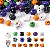 17 Style Painted Natural Wood Beads WOOD-KS0001-17-2