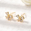 Butterfly Brass Micro Pave Clear Cubic Zirconia Stud Earrings EJEW-P331-07G-2