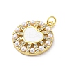 Brass Micro Pave Cubic Zirconia and Enamel and ABS Imitation Pearl Pendants KK-D325-24G-03-2