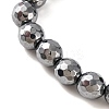 Faceted Round Terahertz Stone Beaded Stretch Bracelets for Women Men BJEW-H590-04A-02-2