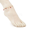 Dyed Natural Banded Agate Round & 304 Stainless Steel Shell Shape Tassel Anklets for Women AJEW-AN00702-02-3