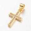 Cross Brass Micro Pave Cubic Zirconia Pendants KK-E673-027G-1
