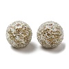 Spray Painted Wood European Beads with Rhinestone RESI-C038-03D-1