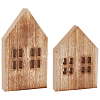 4Pcs 2 Styles Christmas Wood House Display Decorations DJEW-BC0001-28B-1