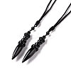 Gemstone Bullet Pendant Necklace with Nylon Cord for Women G-A210-06-2