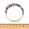 Cube Natural Amethyst & Freshwater Pearl Beaded Copper French Wire Wrap Cuff Bangles BJEW-JB13984-02-4