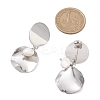 201 Stainless Steel Shell Pearl Flat Round Dangle Stud Earrings EJEW-JE06751-02-4