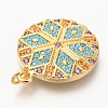 Brass Micro Pave Colorful Cubic Zirconia Pendants ZIRC-J024-09G-3