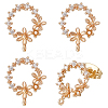 10Pcs Brass Micro Pave Clear Cubic Zirconia Flower Wreath Stud Earring Findings KK-BBC0008-34-1
