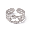 304 Stainless Steel Star & Moon Open Cuff Ring for Women RJEW-C045-13P-2